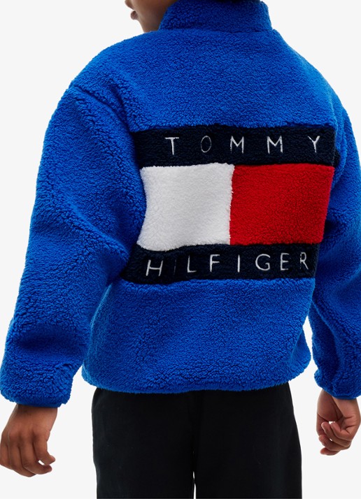 Tommy Hilfiger Jack van fleece met logo - achterkant blauw