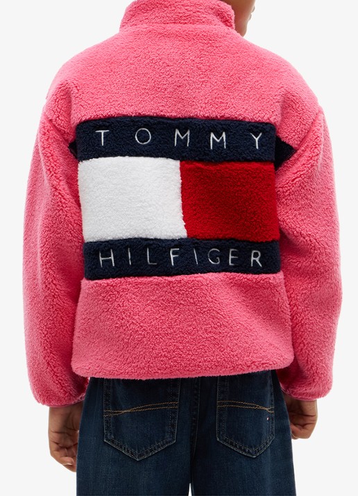 Tommy Hilfiger Jack van fleece met logo - achterkant 5 roze
