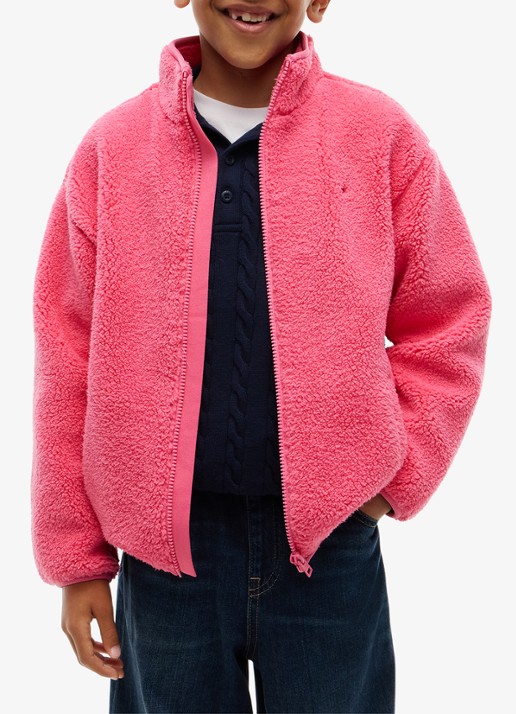 Tommy Hilfiger Jack van fleece met logo - detail 3 roze