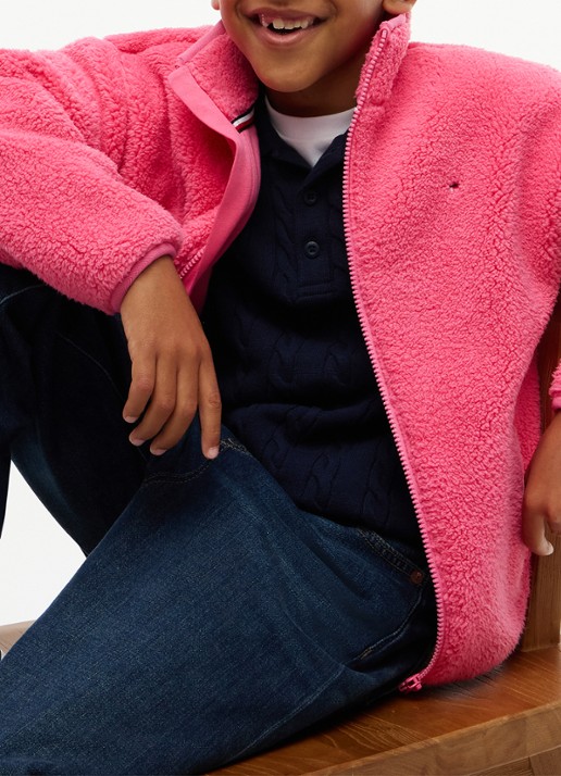 Tommy Hilfiger Jack van fleece met logo - detail 4 roze