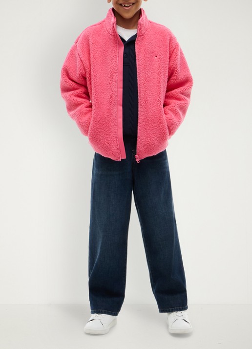 Tommy Hilfiger Jack van fleece met logo - voorkant 2 roze
