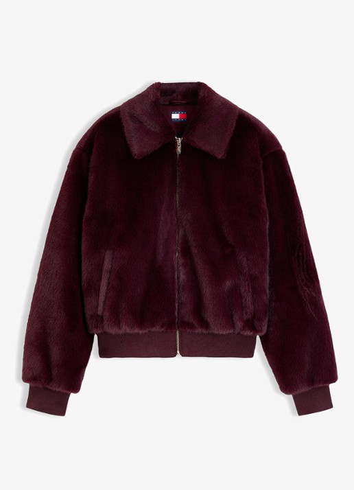 Tommy Hilfiger Jack van imitatiebont - voorkant 5 donkerrood