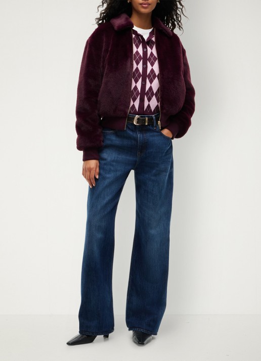 Tommy Hilfiger Jack van imitatiebont - voorkant 6 donkerrood