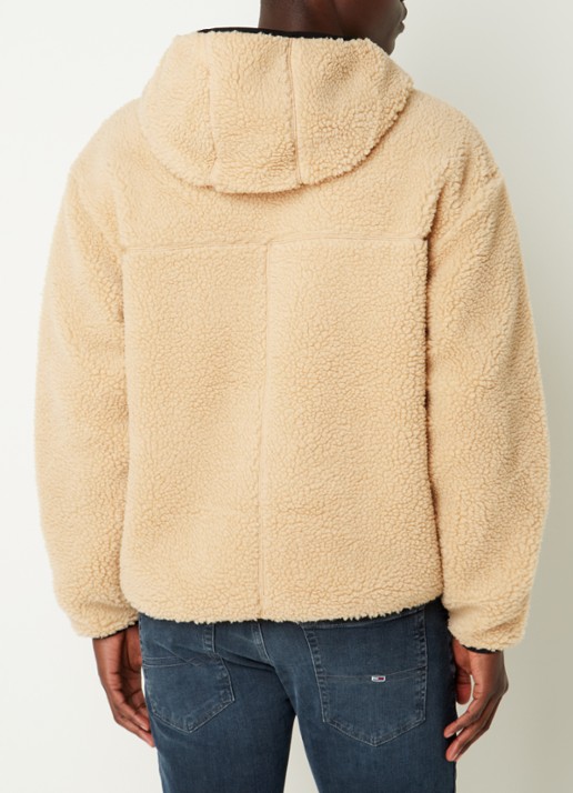 Tommy Hilfiger Jack van teddy met ritszakken en capuchon - achterkant 4 donkerbeige