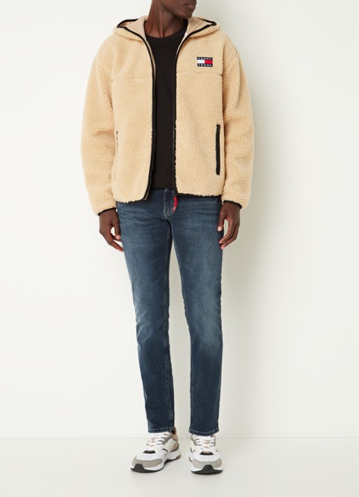 Tommy Hilfiger Jack van teddy met ritszakken en capuchon - voorkant 2 donkerbeige