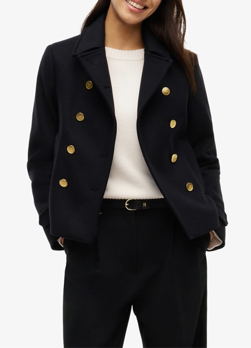 Tommy Hilfiger Jas in wolblend met knoopdetail  - detail 6 zwart