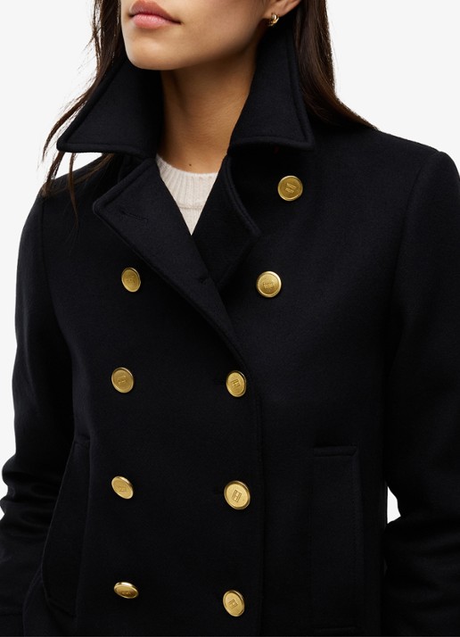 Tommy Hilfiger Jas in wolblend met knoopdetail  - detail 8 zwart