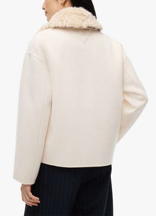 Tommy Hilfiger Jas in wolblend met opgestikte zakken  - achterkant 4 creme