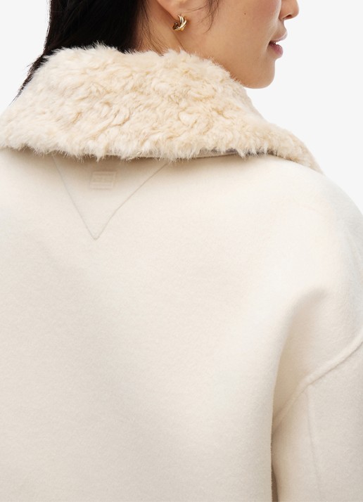 Tommy Hilfiger Jas in wolblend met opgestikte zakken  - detail 2 creme