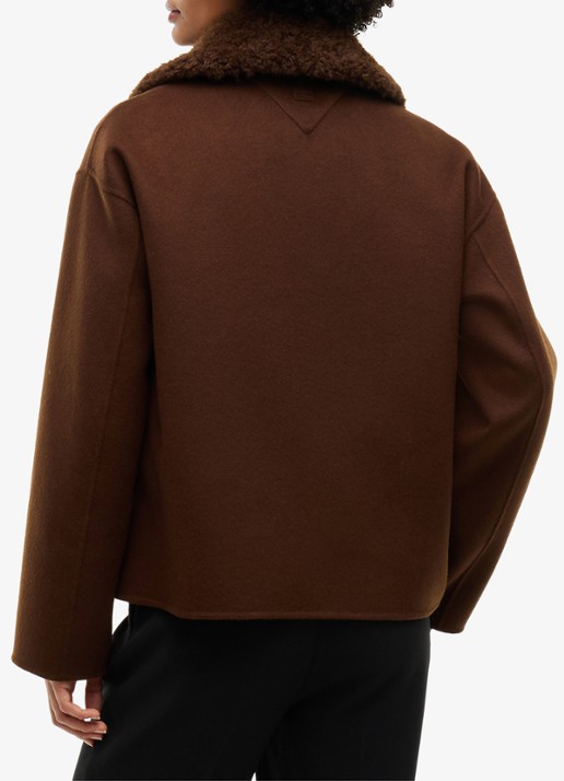 Tommy Hilfiger Jas in wolblend met opgestikte zakken  - achterkant 4 bruin