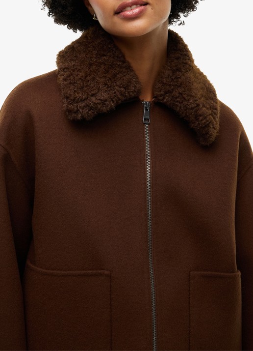 Tommy Hilfiger Jas in wolblend met opgestikte zakken  - detail 2 bruin