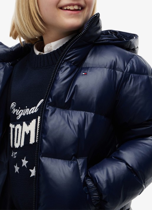 Tommy Hilfiger Jas met donsvulling en capuchon - detail 4 donkerblauw