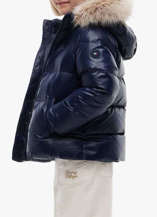 Tommy Hilfiger Jas met donsvulling en capuchon - detail 5 donkerblauw