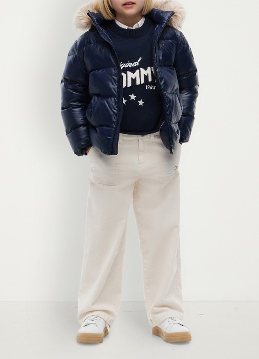 Tommy Hilfiger Jas met donsvulling en capuchon - voorkant 2 donkerblauw