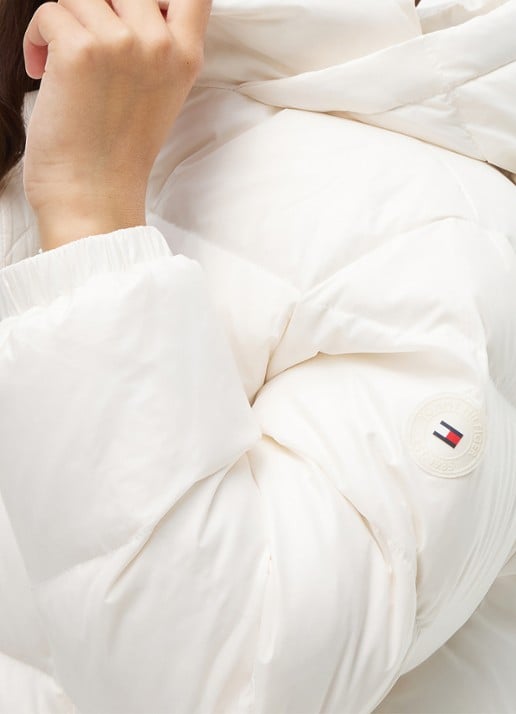 Tommy Hilfiger Jas met donsvulling en capuchon - detail 5 gebroken wit