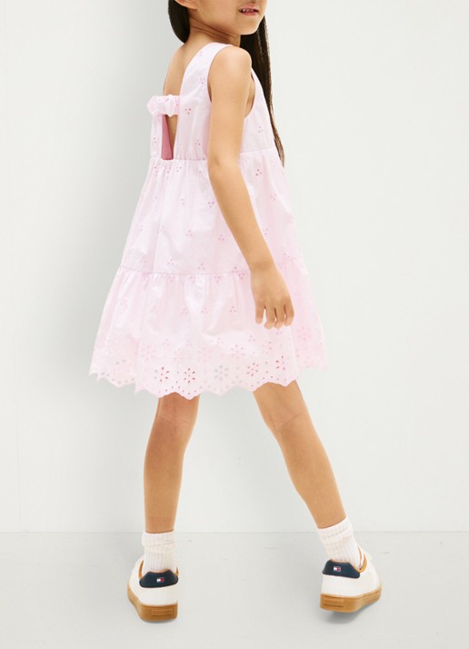 Tommy Hilfiger Jurk met broderie en logoborduring - achterkant 6 roze