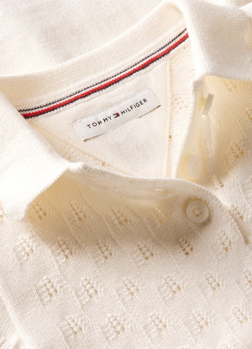 Tommy Hilfiger Jurk met logoborduring - detail ivoor