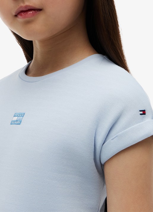 Tommy Hilfiger Jurk met logoborduring - detail 4 lichtblauw
