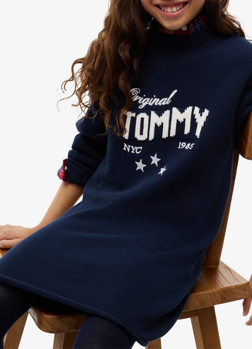 Tommy Hilfiger Jurk met logoborduring - detail 4 donkerblauw