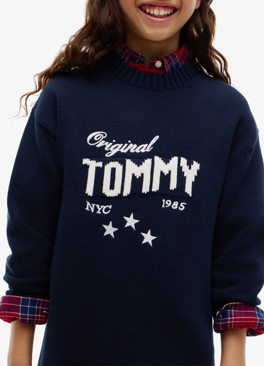 Tommy Hilfiger Jurk met logoborduring - detail 5 donkerblauw