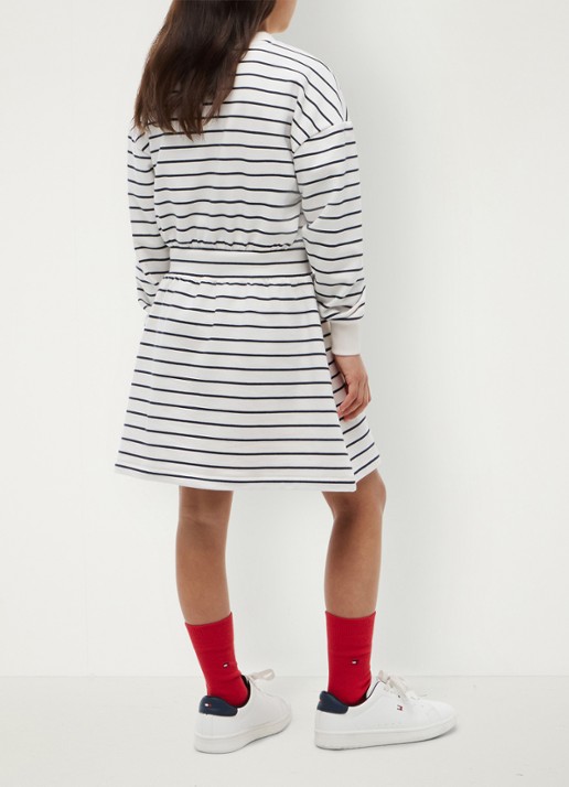 Tommy Hilfiger Jurk met streepprint - achterkant 5 dark night navy stripes-c1g / wit