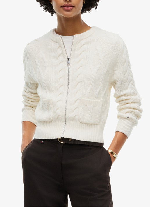 Tommy Hilfiger Kabelgebreid vest in wolblend