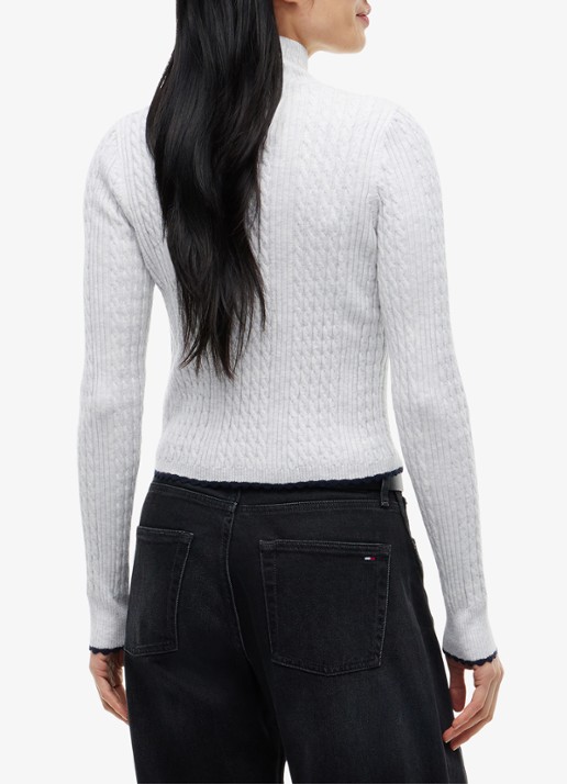 Tommy Hilfiger Kabelgebreid vest met logo  - achterkant 5 wit