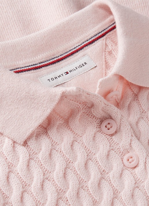 Tommy Hilfiger Kabelgebreide jurk met logoborduring - detail roze