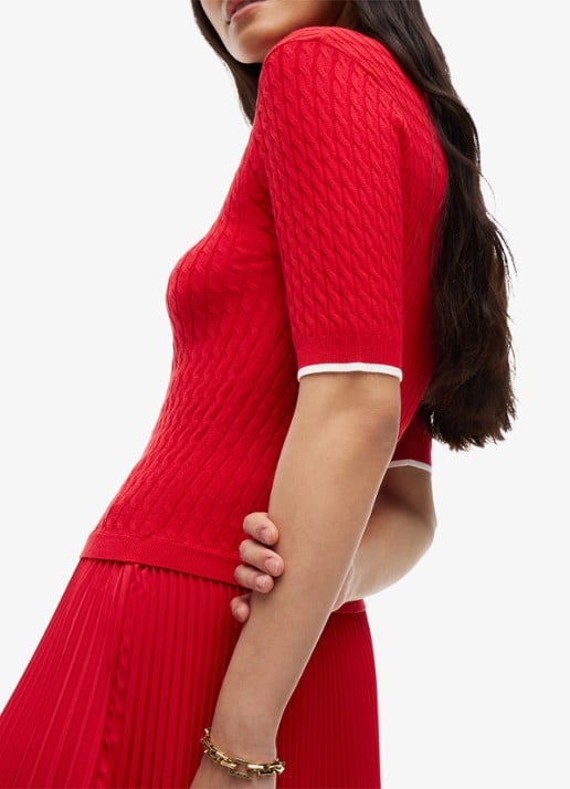 Tommy Hilfiger Kabelgebreide midi jurk met plooien