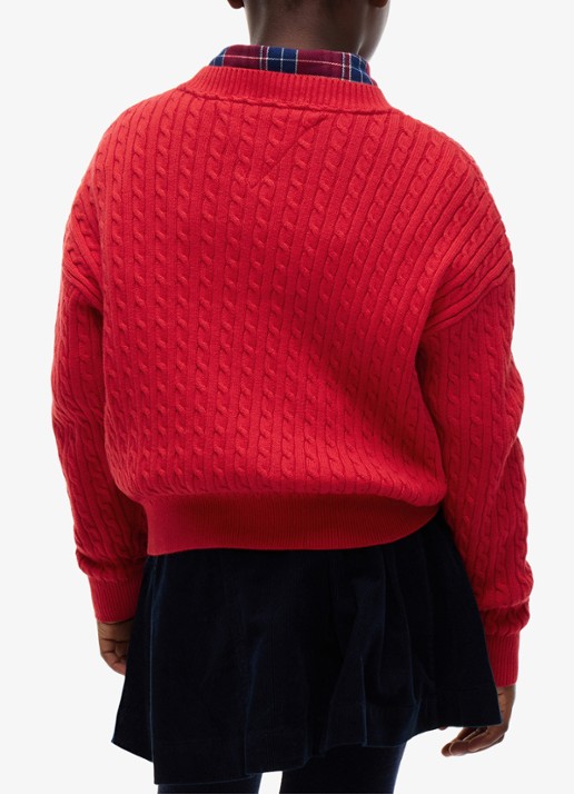 Tommy Hilfiger Kabelgebreide trui met logoborduring - achterkant 3 red-xlg