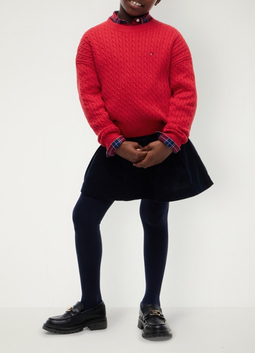 Tommy Hilfiger Kabelgebreide trui met logoborduring - voorkant 5 red-xlg