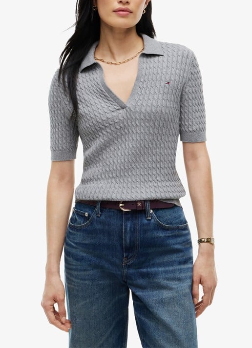 Tommy Hilfiger Kabelgebreide trui met v-hals