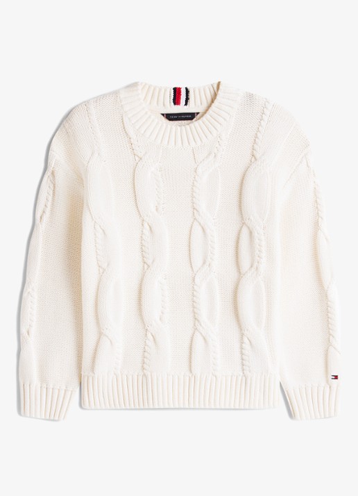 Tommy Hilfiger Kabelgebreide trui van katoen