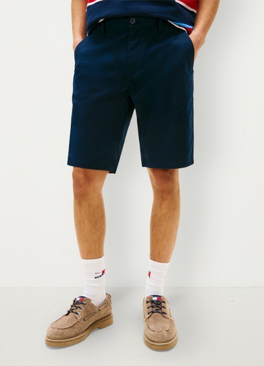 Tommy Hilfiger Korte broek in katoenblend - detail 2 donkerblauw