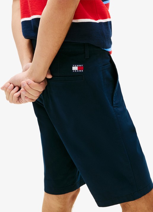 Tommy Hilfiger Korte broek in katoenblend - detail 3 donkerblauw