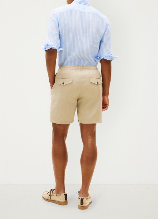 Tommy Hilfiger Korte broek in linnenblend - achterkant khaki