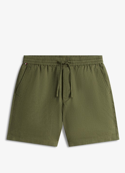 Tommy Hilfiger Korte broek in linnenblend - voorkant 4 groen