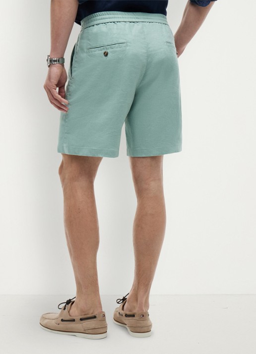 Tommy Hilfiger Korte broek in linnenblend - achterkant aquablauw
