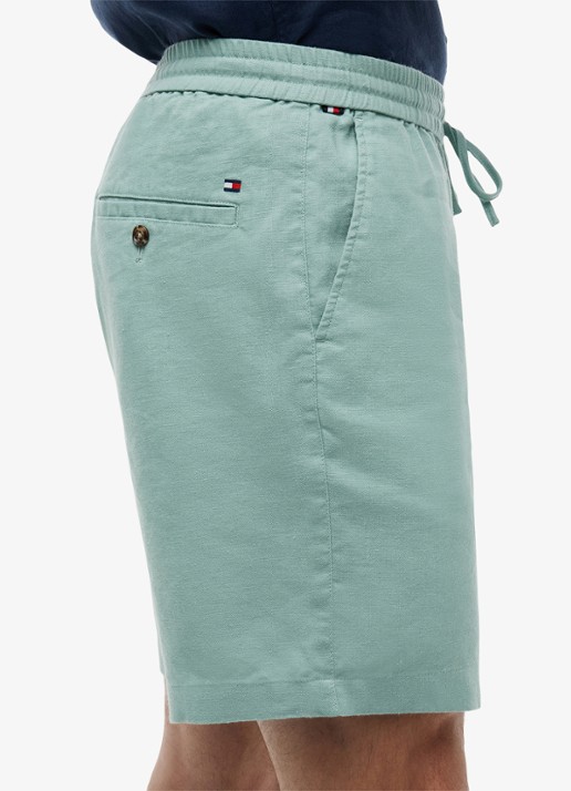 Tommy Hilfiger Korte broek in linnenblend - detail 5 aquablauw