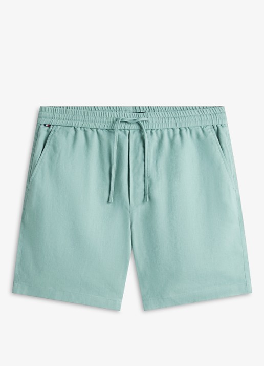 Tommy Hilfiger Korte broek in linnenblend - voorkant 2 aquablauw