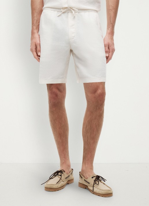 Tommy Hilfiger Korte broek in linnenblend - detail 4 ivoor