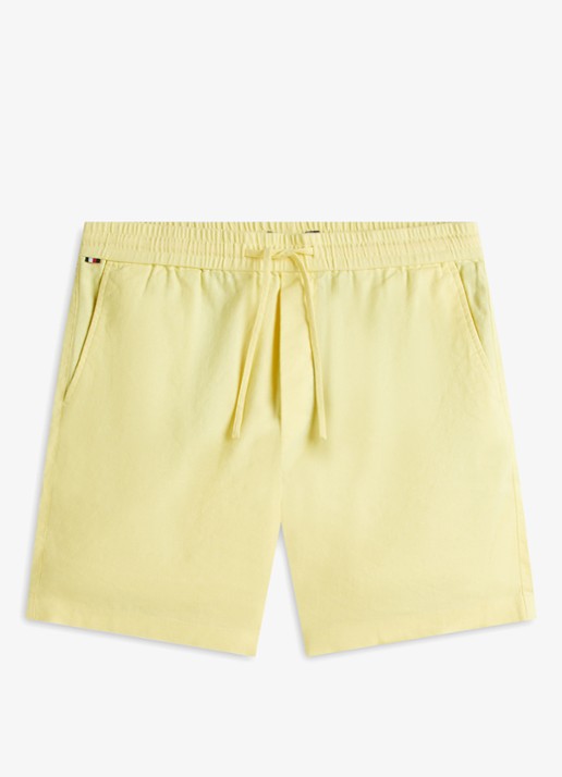 Tommy Hilfiger Korte broek in linnenblend - voorkant 4 geel