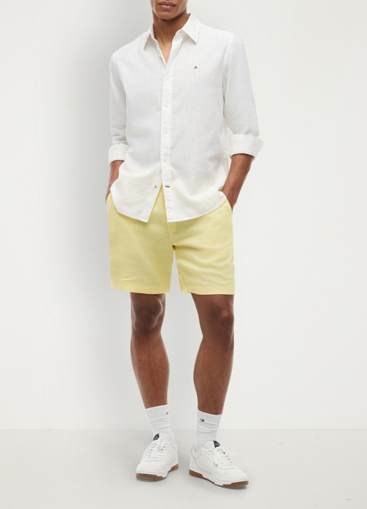 Tommy Hilfiger Korte broek in linnenblend - voorkant 5 geel