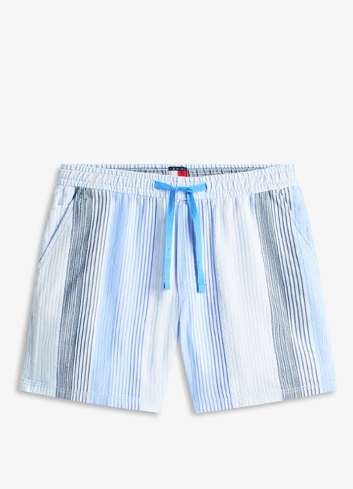 Tommy Hilfiger Korte broek met streepprint - voorkant 2 lichtblauw