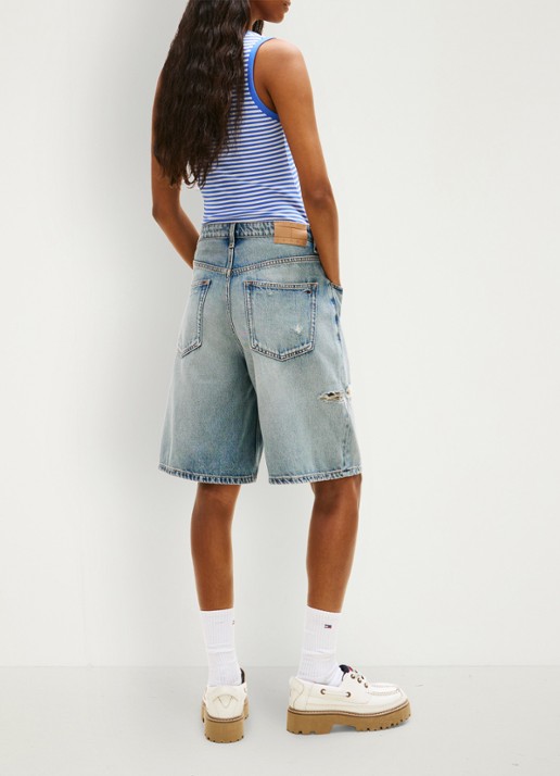 Tommy Hilfiger Korte broek van denim - achterkant 3 donkerblauw