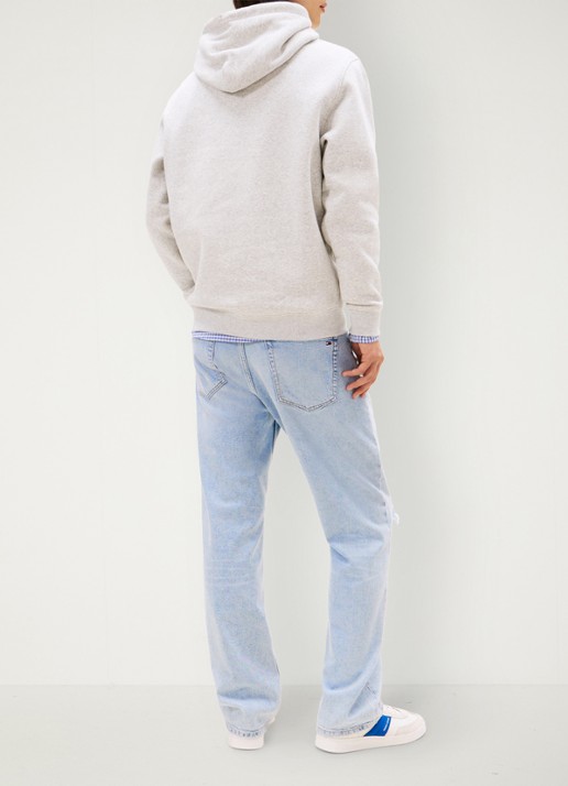 Tommy Hilfiger Linear Logo Embroidery Kangaroo Pocket Hoody - achterkant grijsmele