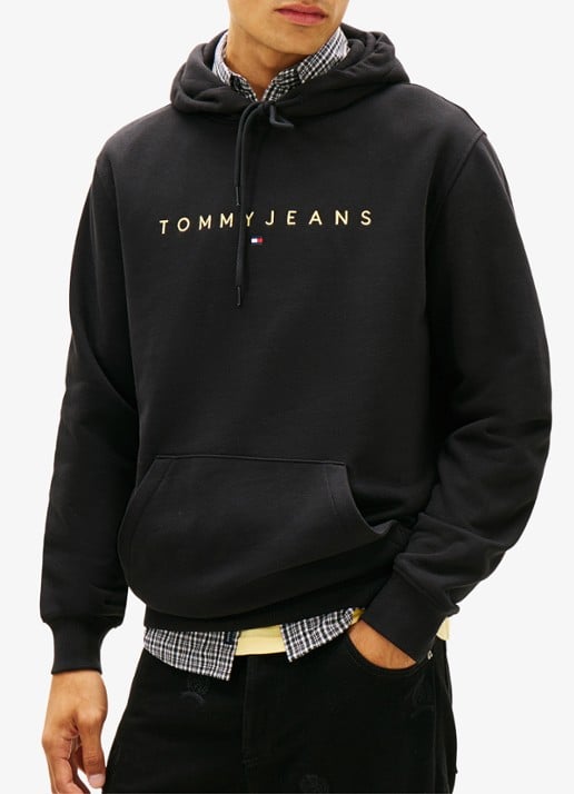 Tommy Hilfiger Linear Logo Embroidery Kangaroo Pocket Hoody - detail 4 middengrijs
