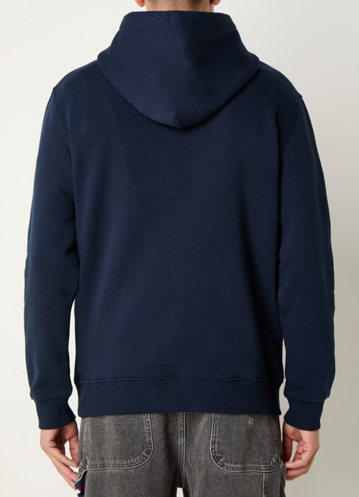 Tommy Hilfiger Linear Logo Embroidery Kangaroo Pocket Hoody - achterkant 3 donkerblauw