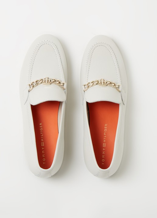 Tommy Hilfiger Loafer van leer - detail 3 gebroken wit