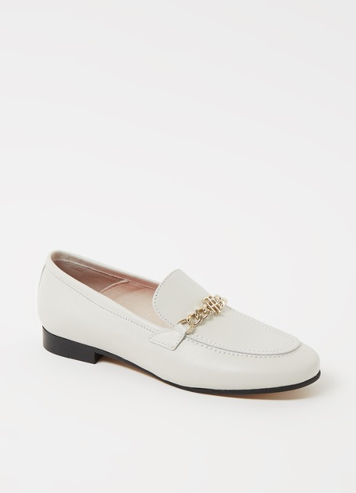 Tommy Hilfiger Loafer van leer - voorkant 5 gebroken wit